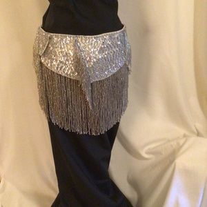 Beautiful hand beaded silver  belt.